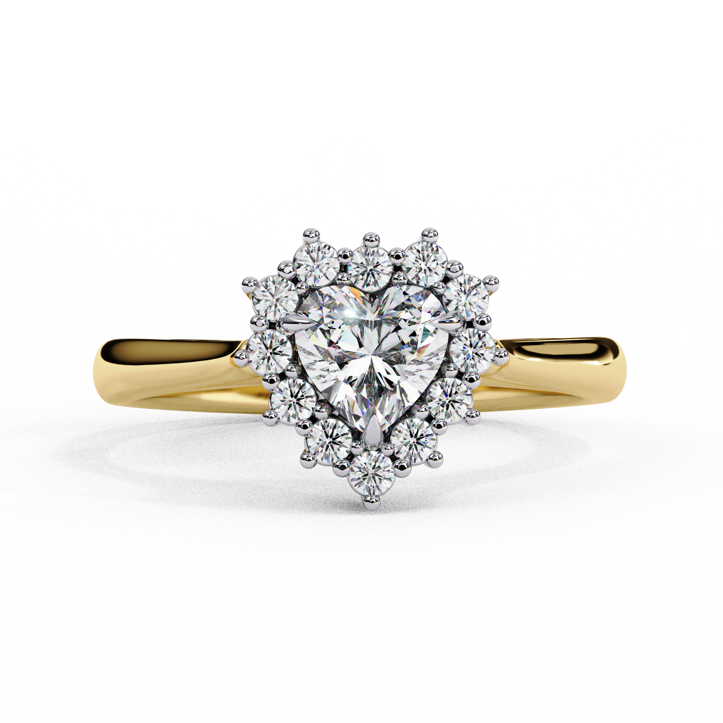 Elegant Pear-Shaped Lab-Grown Diamond Halo Ring, Brilliant Halo Ring with Lab-Grown Diamonds