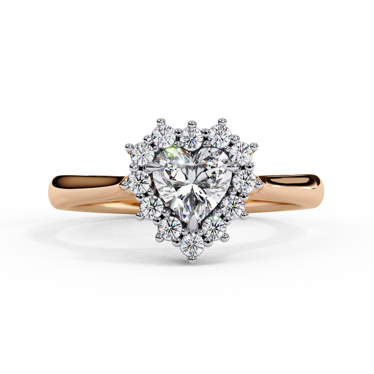 Elegant Pear-Shaped Lab-Grown Diamond Halo Ring, Brilliant Halo Ring with Lab-Grown Diamonds