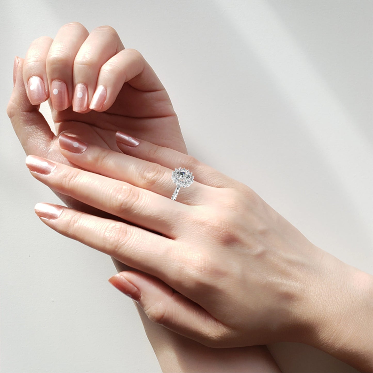 Timeless Oval Halo Lab-Grown Diamond Ring, 0.45 CT Oval Cut Lab Grown Diamond Ring