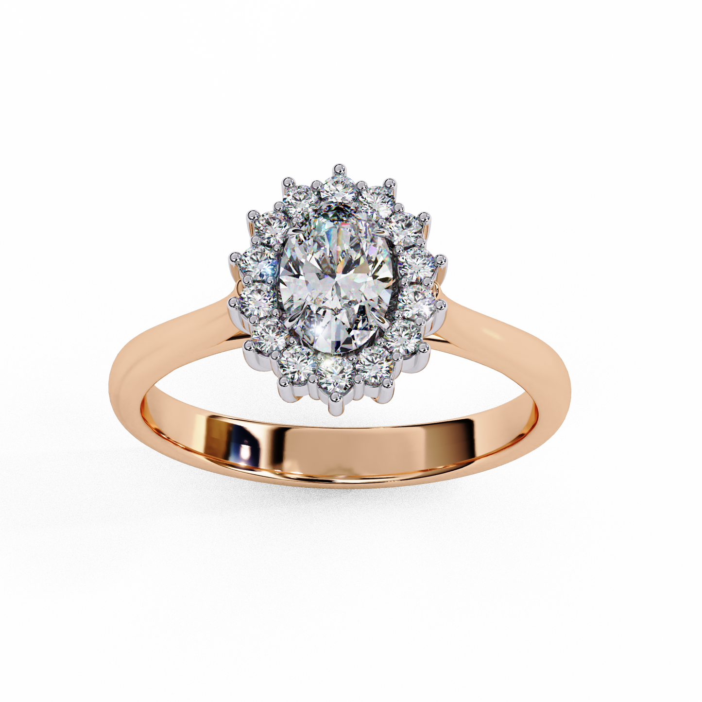 Timeless Oval Halo Lab-Grown Diamond Ring, 0.45 CT Oval Cut Lab Grown Diamond Ring