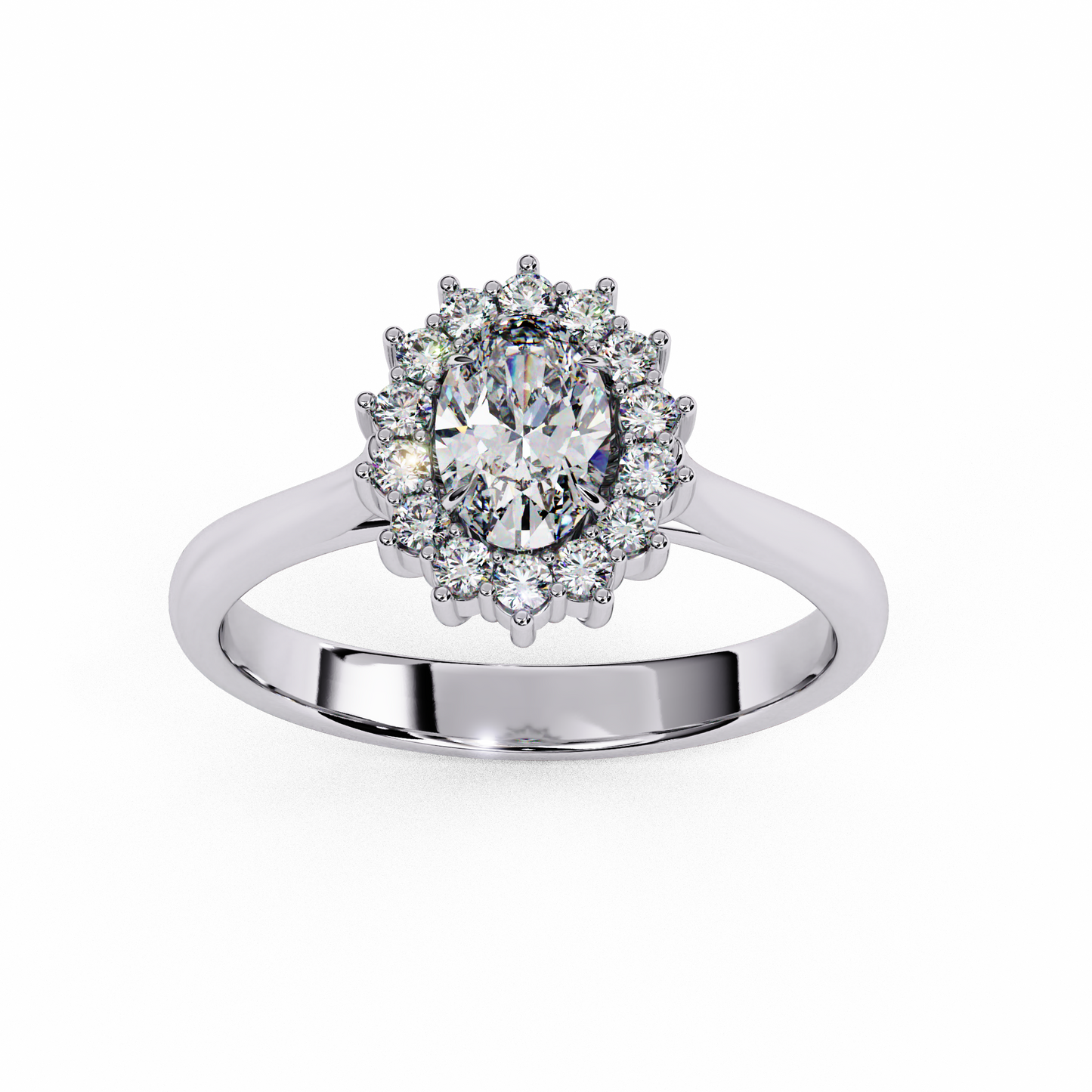 Timeless Oval Halo Lab-Grown Diamond Ring, 0.45 CT Oval Cut Lab Grown Diamond Ring