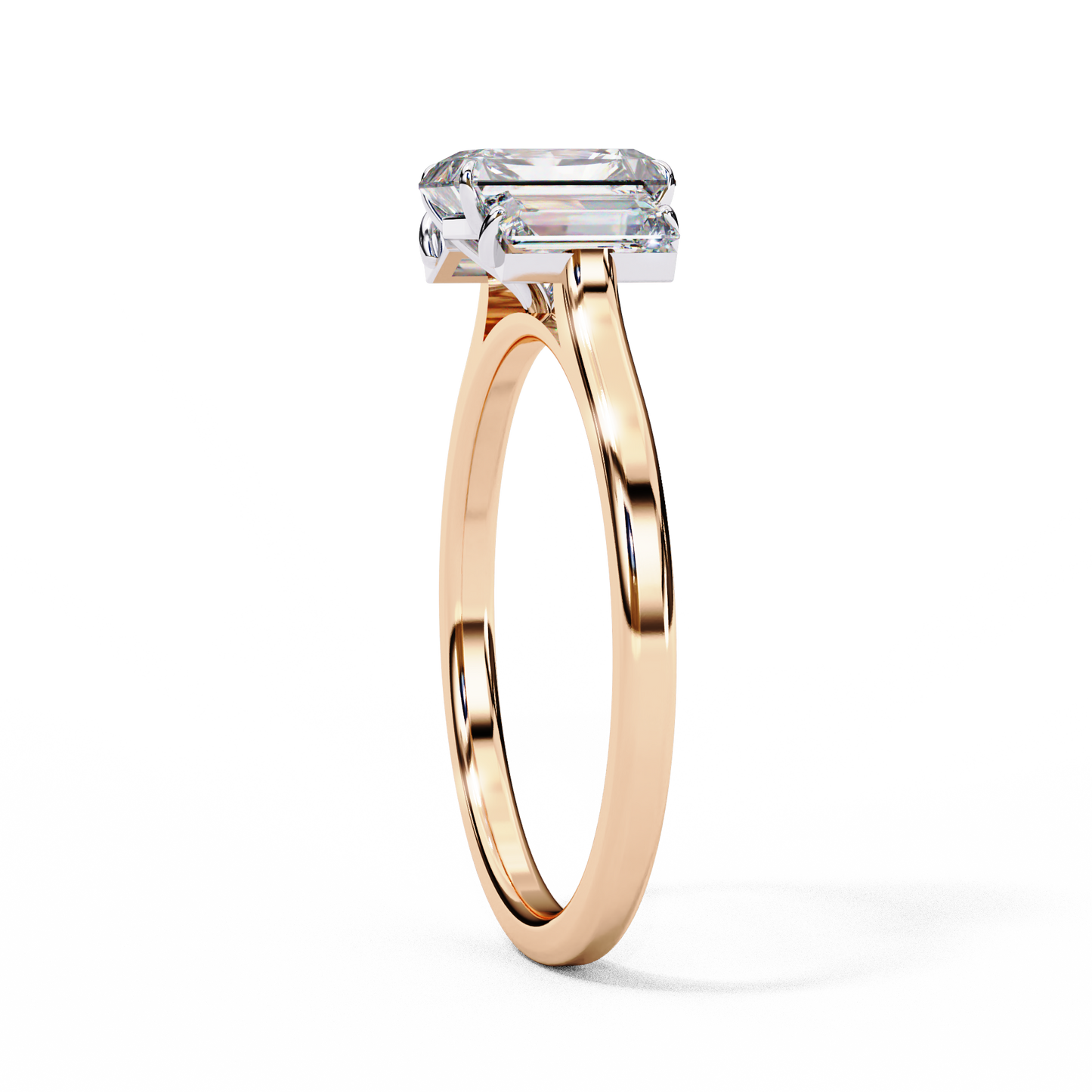 Imperial Seraph Emerald Cut Trilogy Ring, 1.02 CT Emerald Cut Lab Grown Diamond Ring