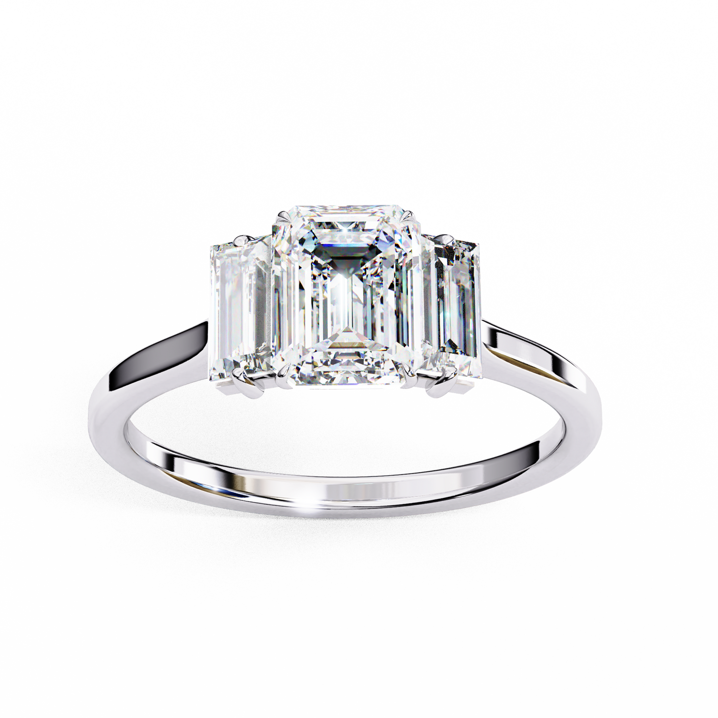 Imperial Seraph Emerald Cut Trilogy Ring, 1.02 CT Emerald Cut Lab Grown Diamond Ring