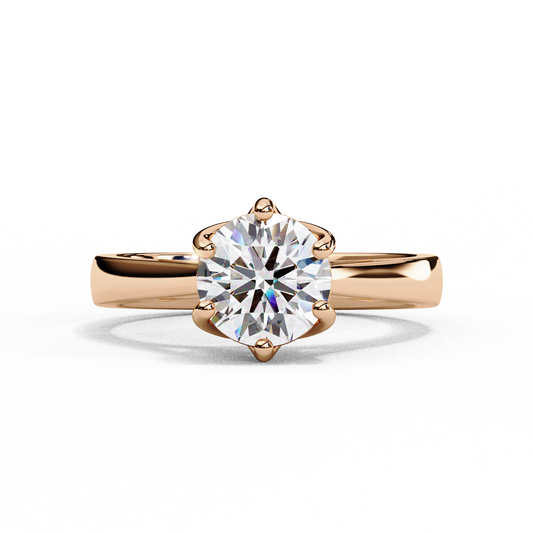 Diamond Majesty Ring in Rose Gold, 1.29 CT Round Cut Diamond Solitaire Ring
