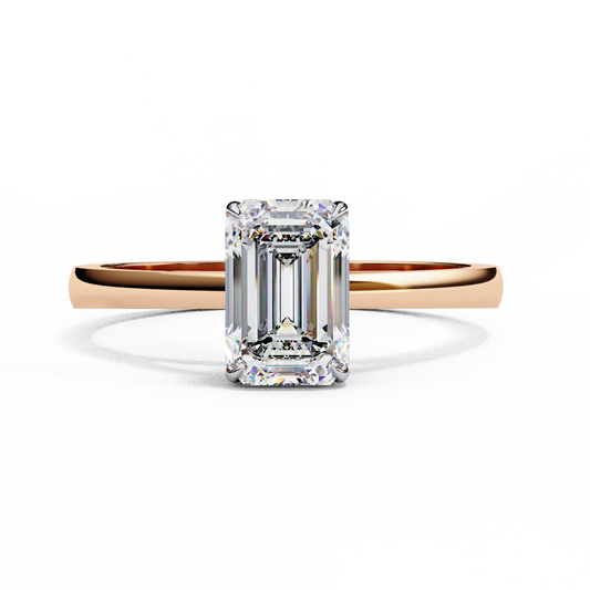 Lab-Grown Emerald-Cut Diamond Solitaire Ring in Yellow Gold, 1.20 CT Emerald Cut Lab Grown Diamond Ring