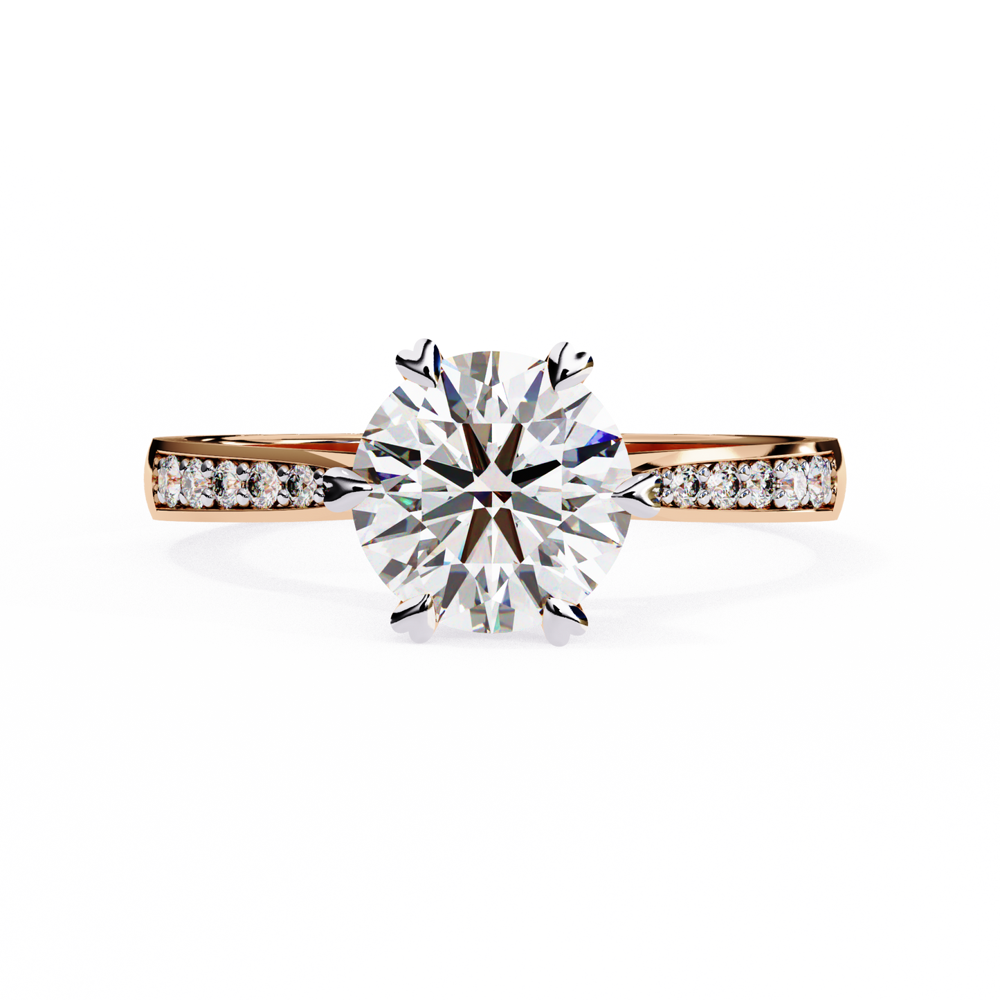 Classic Brilliant Round Cut Solitaire Ring with Hidden Halo, 1.29 CT Round Cut Lab Diamond Ring