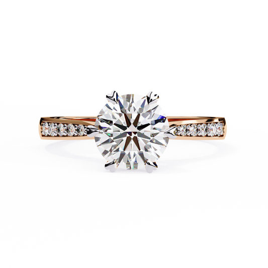 Classic Brilliant Round Cut Solitaire Ring with Hidden Halo, 1.29 CT Round Cut Lab Diamond Ring