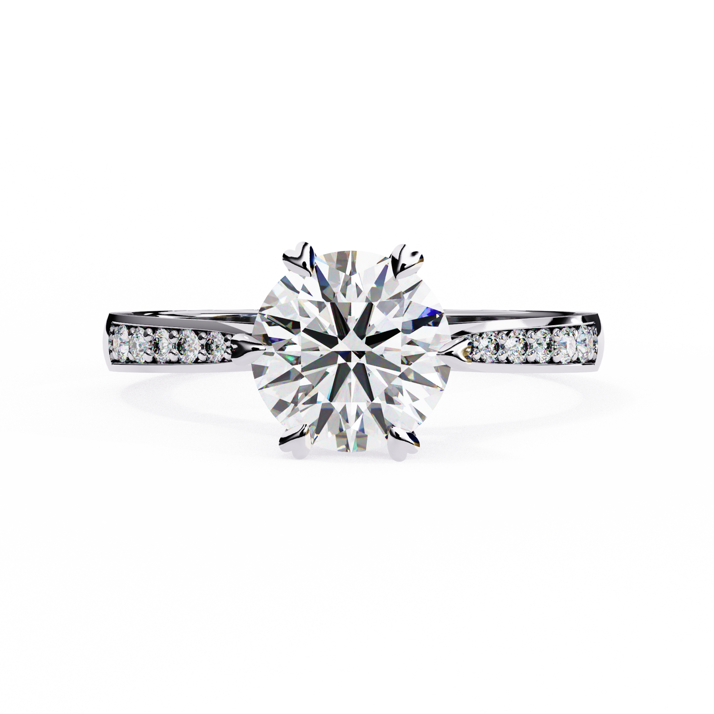 Classic Brilliant Round Cut Solitaire Ring with Hidden Halo, 1.29 CT Round Cut Lab Diamond Ring