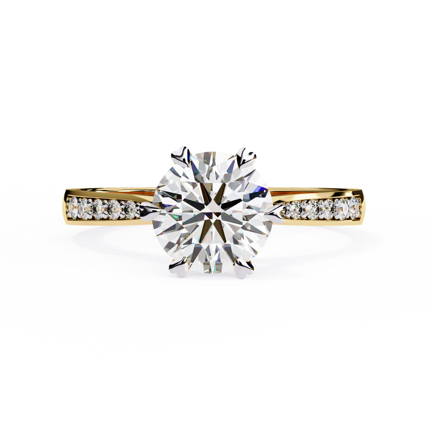 Classic Brilliant Round Cut Solitaire Ring with Hidden Halo, 1.29 CT Round Cut Lab Diamond Ring