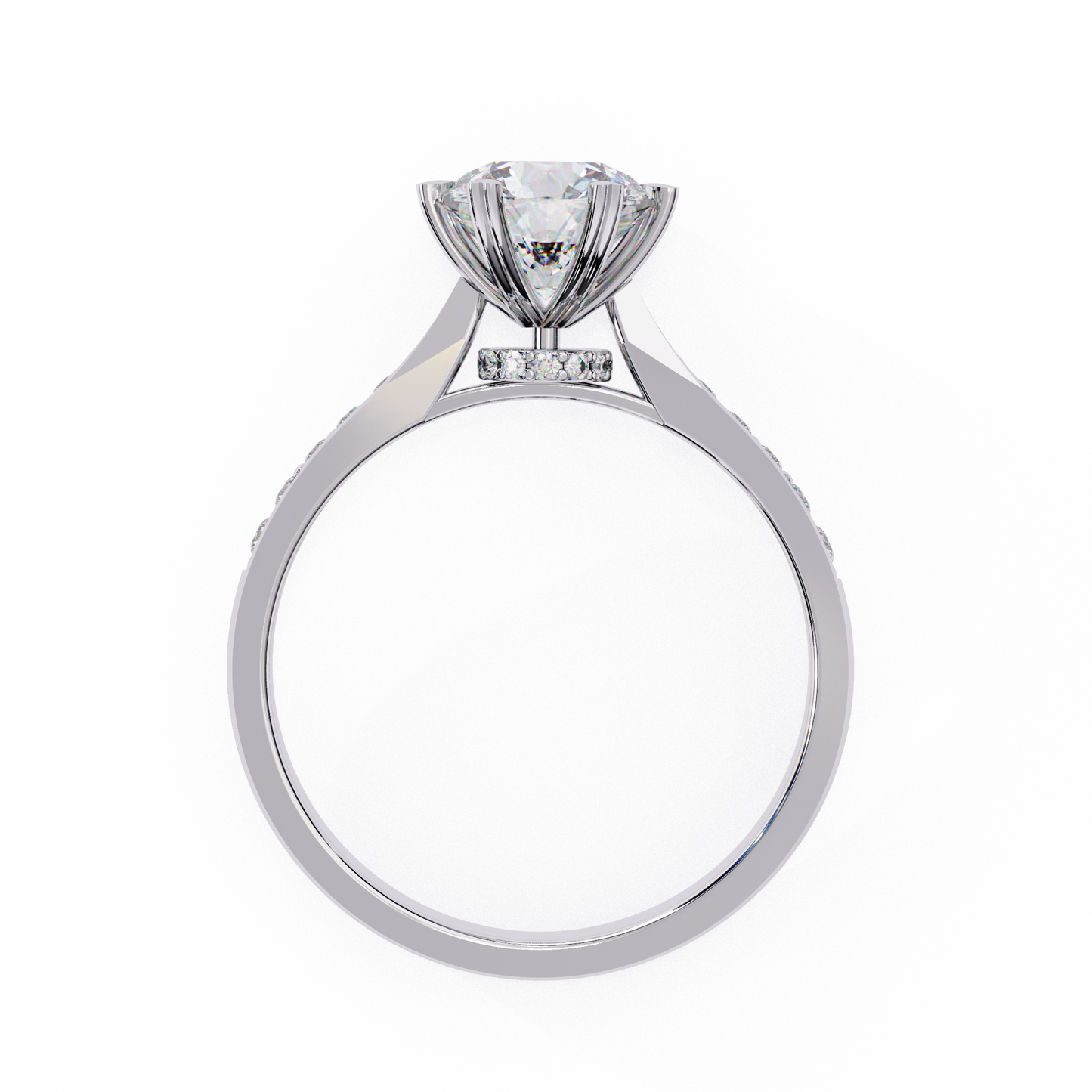 Classic Brilliant Round Cut Solitaire Ring with Hidden Halo, 1.29 CT Round Cut Lab Diamond Ring