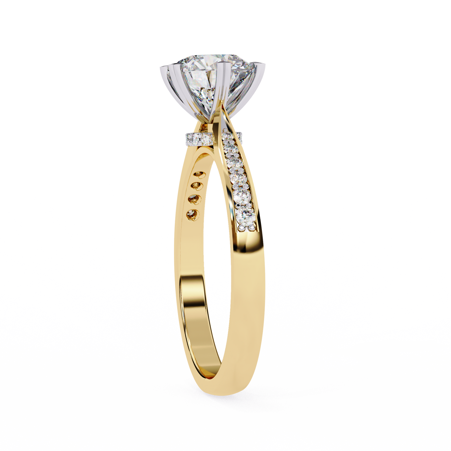 Classic Brilliant Round Cut Solitaire Ring with Hidden Halo, 1.29 CT Round Cut Lab Diamond Ring