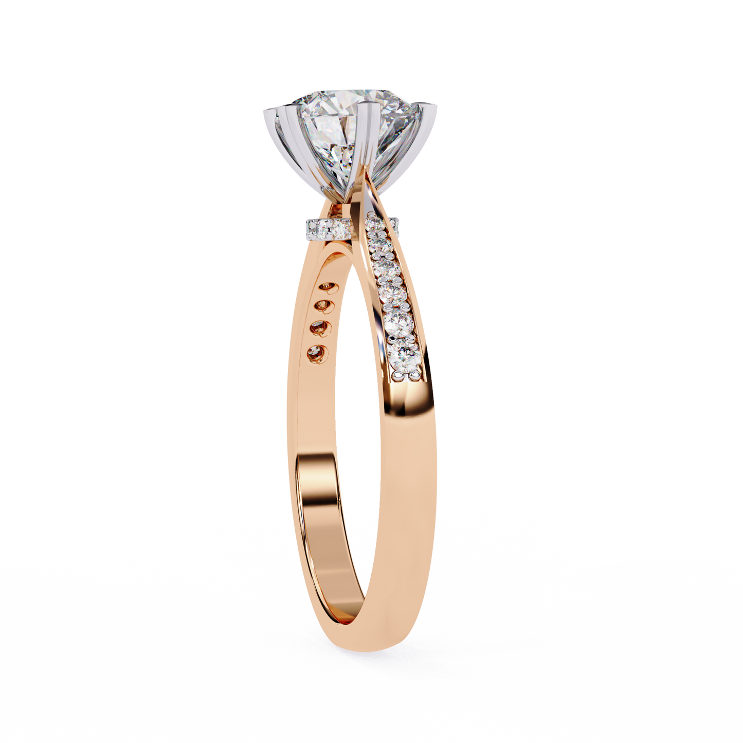 Classic Brilliant Round Cut Solitaire Ring with Hidden Halo, 1.29 CT Round Cut Lab Diamond Ring