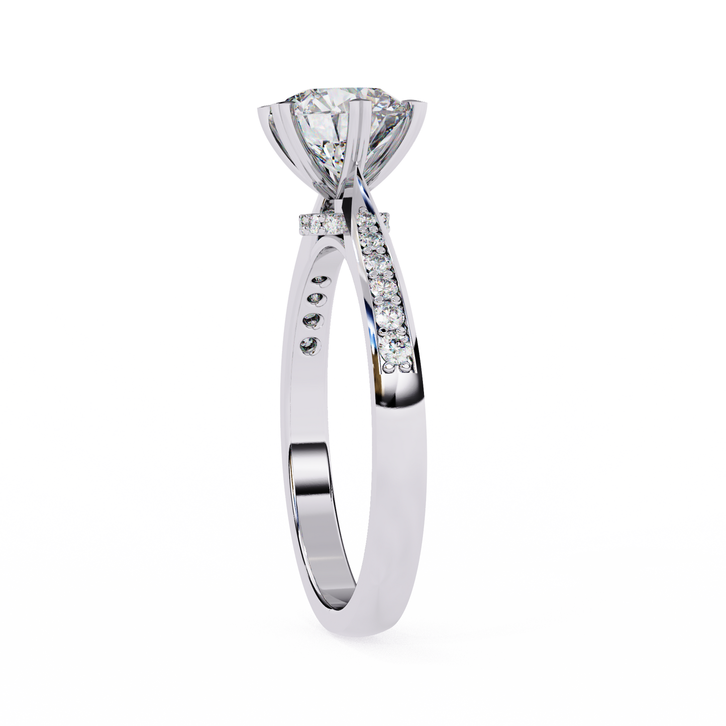 Classic Brilliant Round Cut Solitaire Ring with Hidden Halo, 1.29 CT Round Cut Lab Diamond Ring
