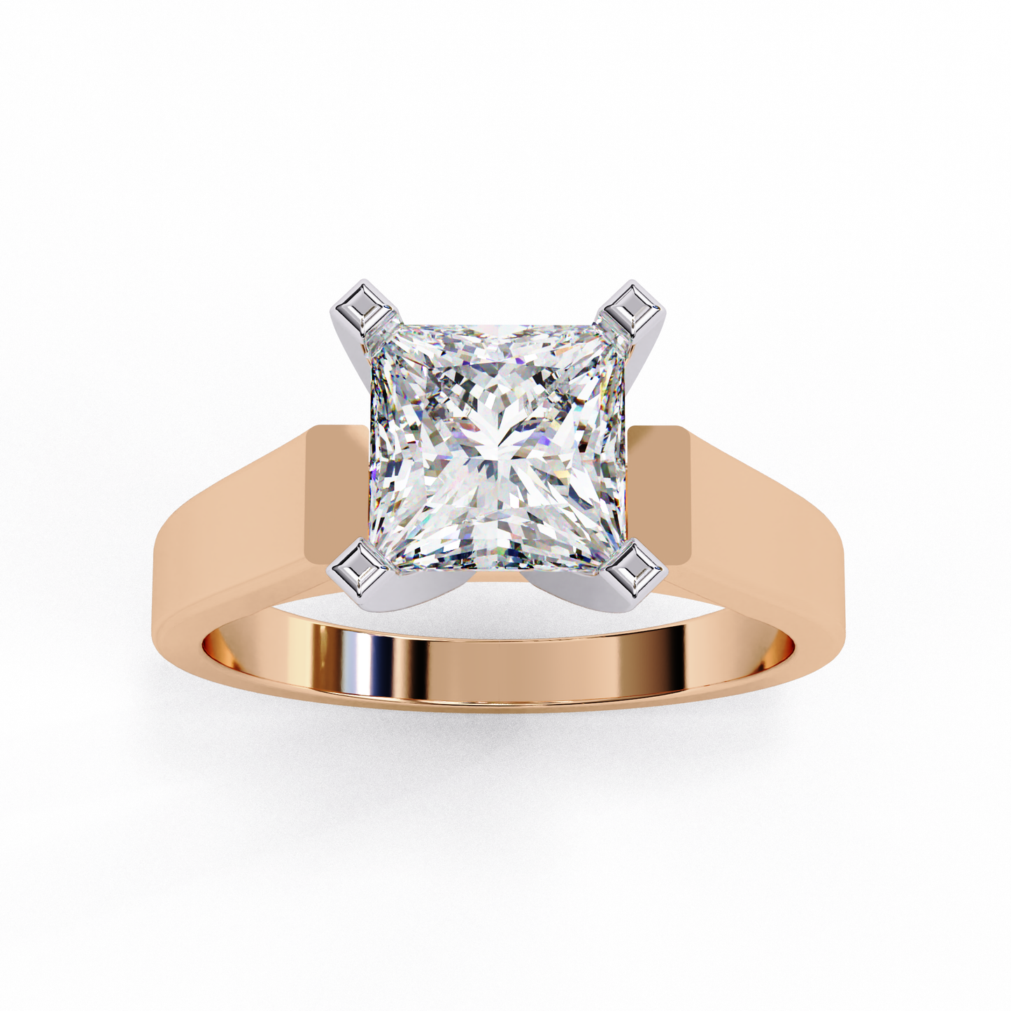 Bold Princess Cut Lab-Grown Diamond Ring in Rose Gold, 1.72 CT Princess Cut Lab Grown Diamond Engagement Ring