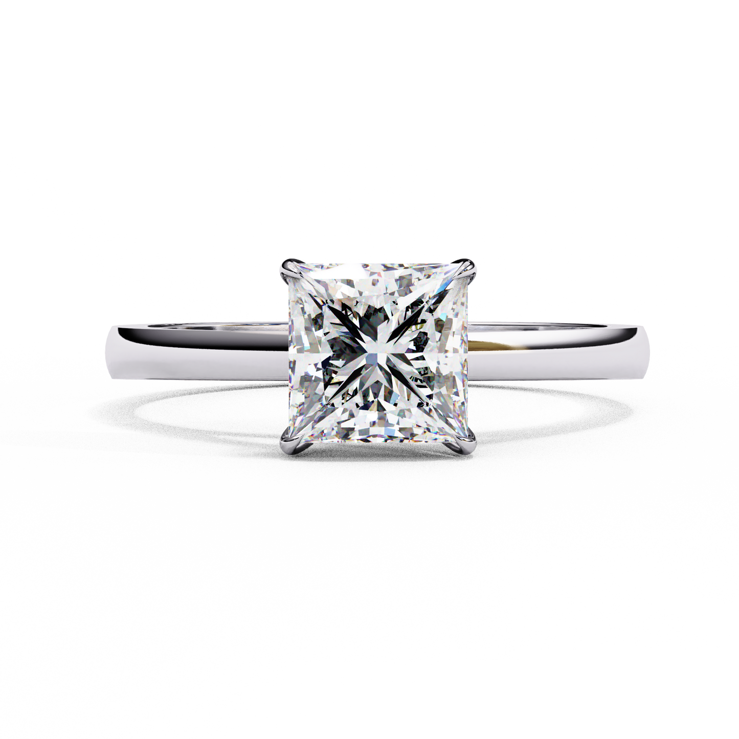 Clean and Classic Rose Gold Ring with Princess Cut Diamond, 1.04 CT Princess Cut Diamond Ring