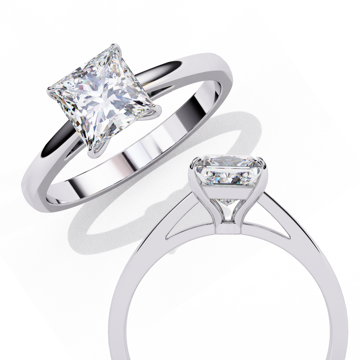 Clean and Classic Rose Gold Ring with Princess Cut Diamond, 1.04 CT Princess Cut Diamond Ring