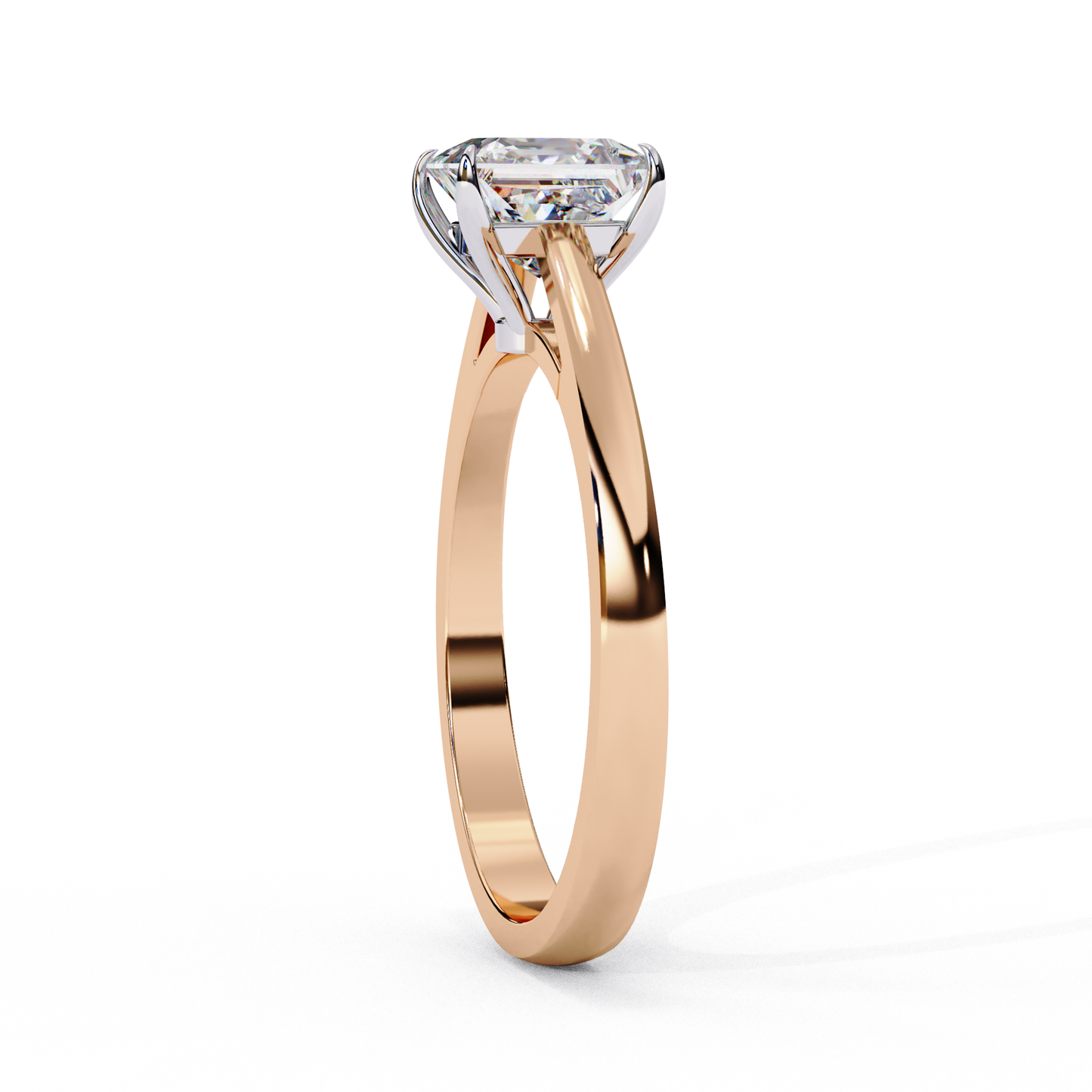 Clean and Classic Rose Gold Ring with Princess Cut Diamond, 1.04 CT Princess Cut Diamond Ring
