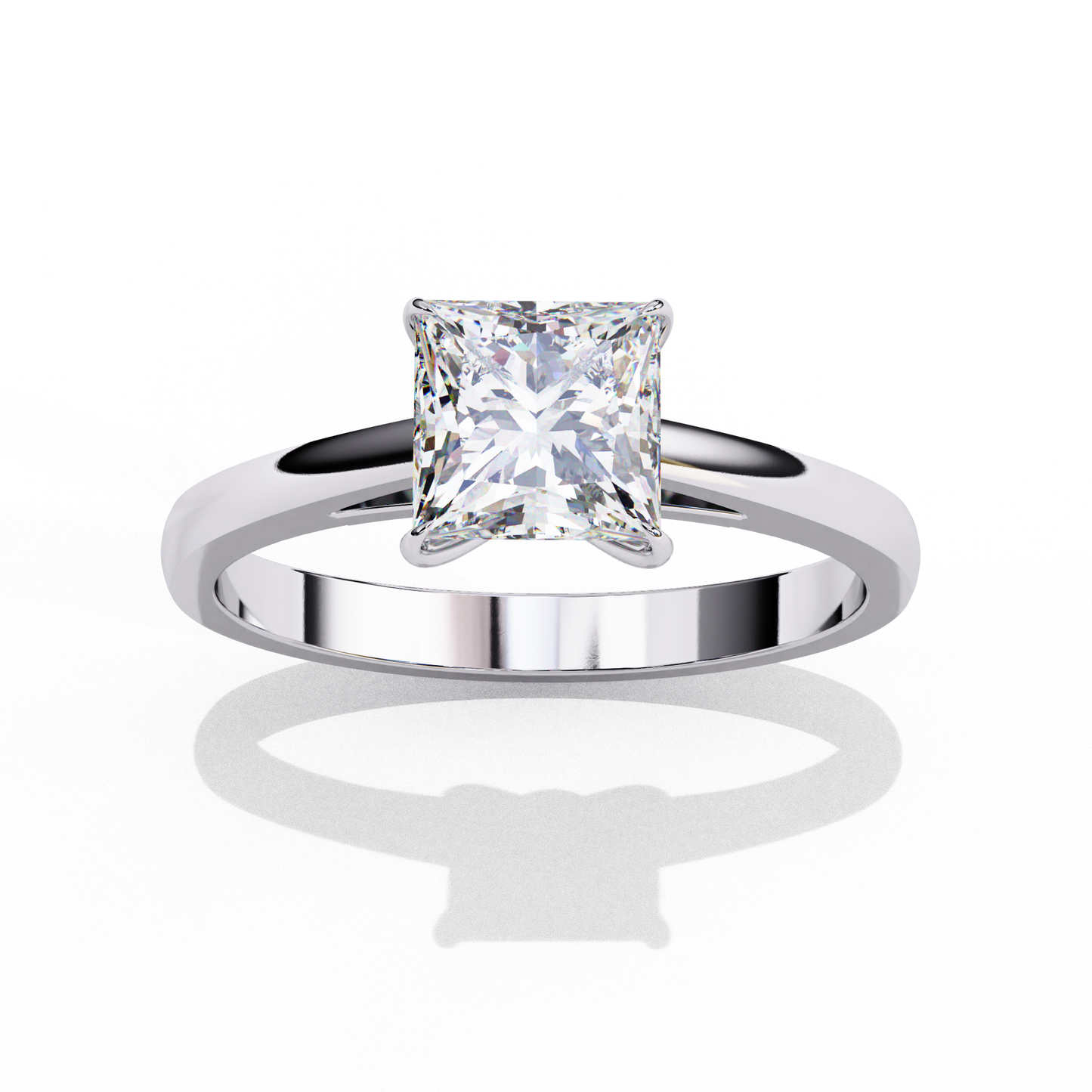 Clean and Classic Rose Gold Ring with Princess Cut Diamond, 1.04 CT Princess Cut Diamond Ring