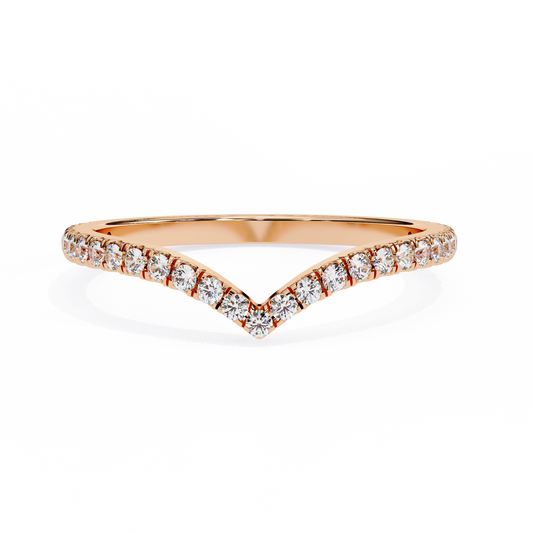 Classic V-Band Ring – Lab-Grown Diamonds in 14K Rose Gold , 14k Lab Grown Diamond Ring