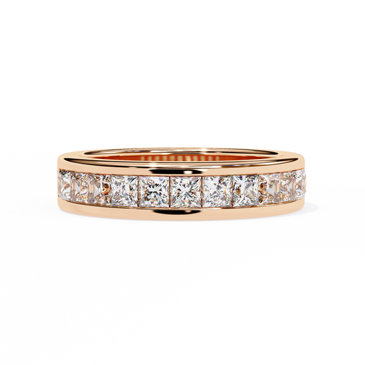 Sharp Lines, Soft Gold: Sleek Lab-Grown Princess Diamond Band in Luxurious Rose Gold