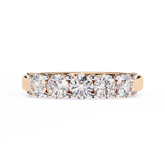 Symbol of Forever: Elegant Five-Stone Lab Diamond Band in Warm Rose Gold