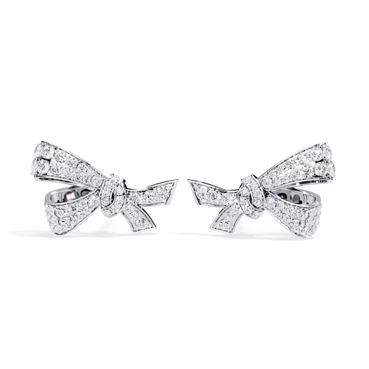 0.96 Ct Lab Grown Diamond Bow Knot Stud Earrings – Pave-Set Sparkle