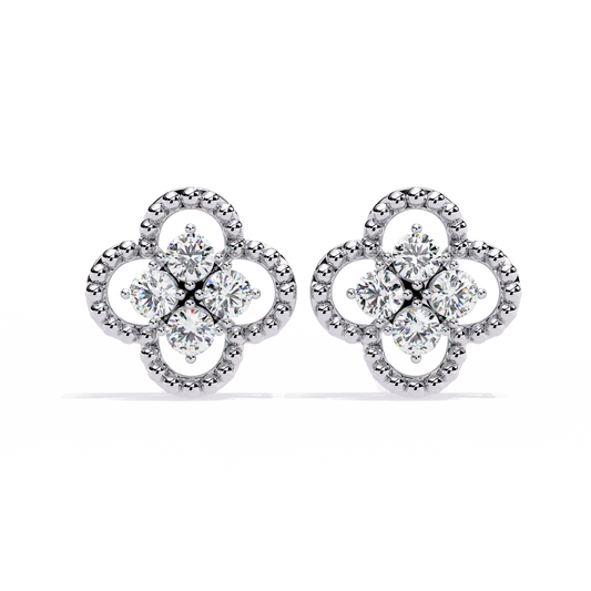 0.85 Ct Lab grown diamond Clover Stud Earrings