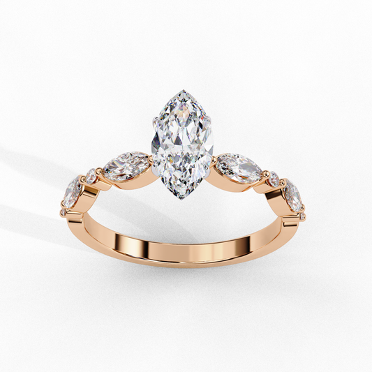 0.82 CT Pear Cut Lab Certified Diamond Ring, Marquise Cut Floating Shank Lab Grown Diamond Wedding Ring, Sustainable Luxury