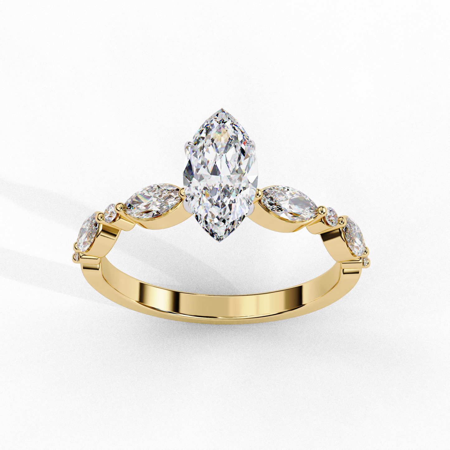 0.82 CT Pear Cut Lab Certified Diamond Ring, Marquise Cut Floating Shank Lab Grown Diamond Wedding Ring, Sustainable Luxury