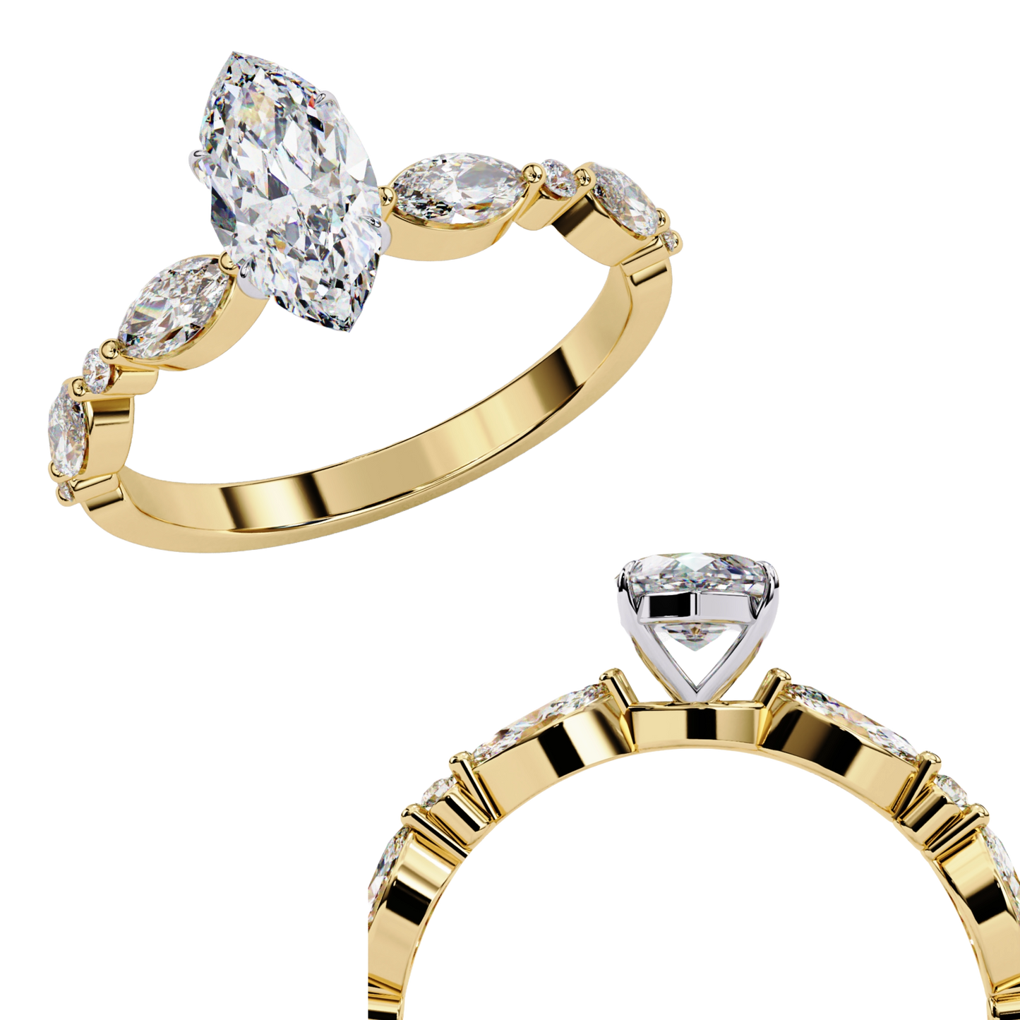 0.82 CT Pear Cut Lab Certified Diamond Ring, Marquise Cut Floating Shank Lab Grown Diamond Wedding Ring, Sustainable Luxury