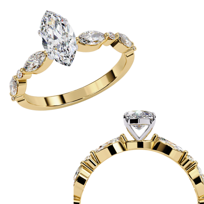 0.82 CT Pear Cut Lab Certified Diamond Ring, Marquise Cut Floating Shank Lab Grown Diamond Wedding Ring, Sustainable Luxury