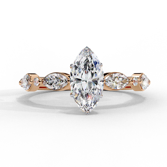 0.82 CT Pear Cut Lab Certified Diamond Ring, Marquise Cut Floating Shank Lab Grown Diamond Wedding Ring, Sustainable Luxury