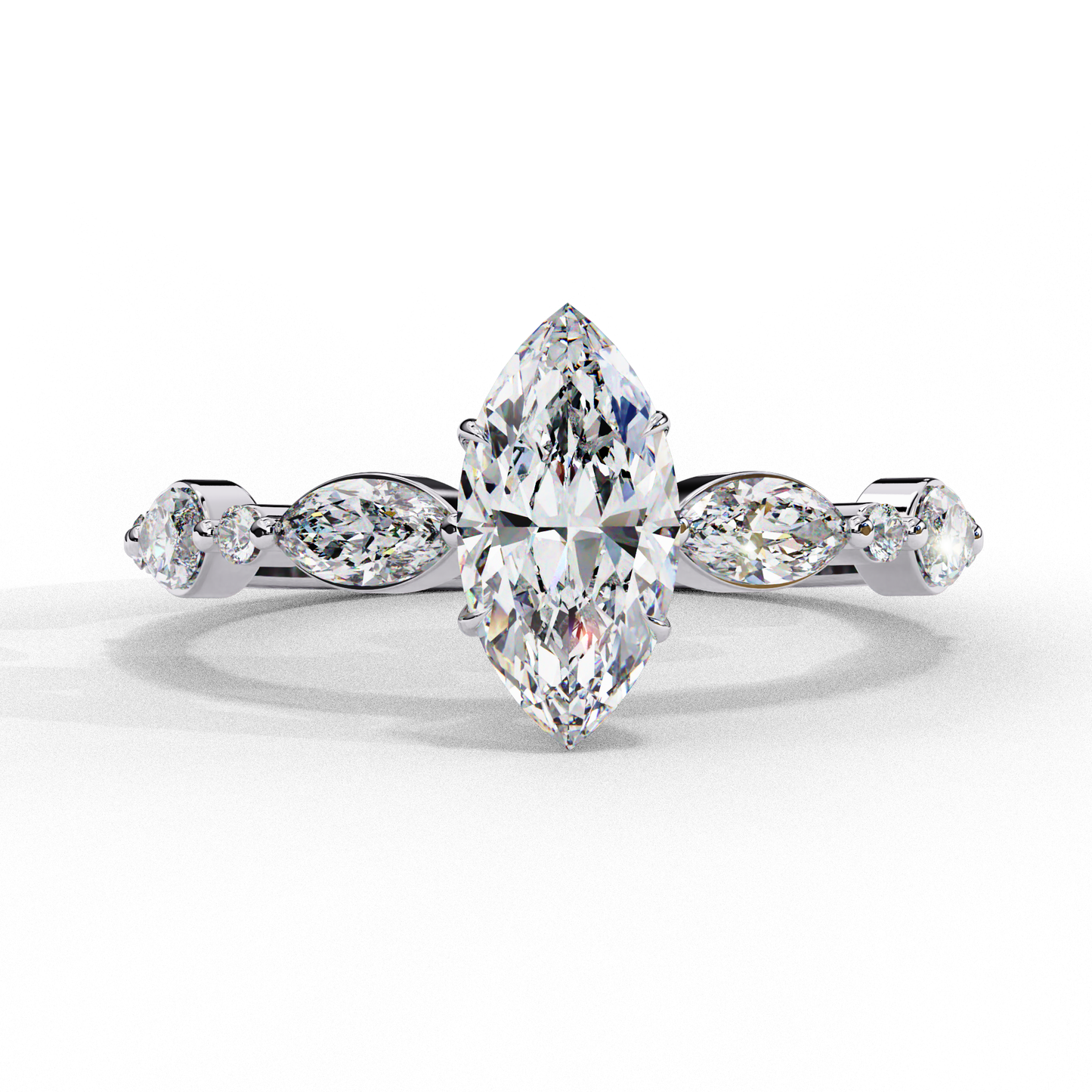 0.82 CT Pear Cut Lab Certified Diamond Ring, Marquise Cut Floating Shank Lab Grown Diamond Wedding Ring, Sustainable Luxury