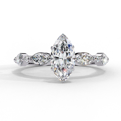 0.82 CT Pear Cut Lab Certified Diamond Ring, Marquise Cut Floating Shank Lab Grown Diamond Wedding Ring, Sustainable Luxury