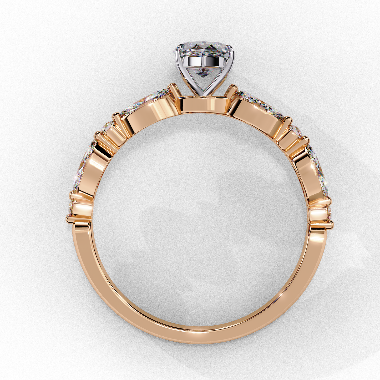 0.82 CT Pear Cut Lab Certified Diamond Ring, Marquise Cut Floating Shank Lab Grown Diamond Wedding Ring, Sustainable Luxury