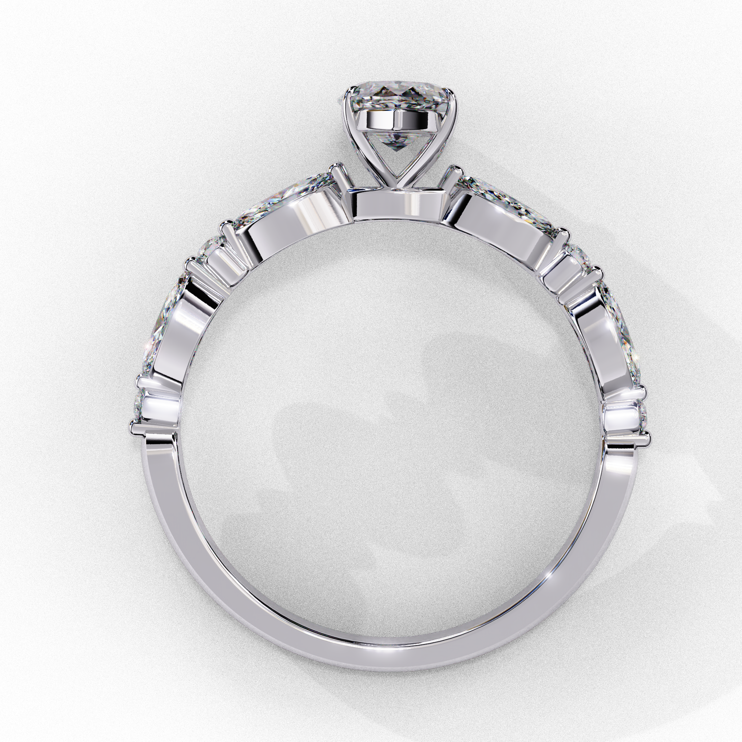 0.82 CT Pear Cut Lab Certified Diamond Ring, Marquise Cut Floating Shank Lab Grown Diamond Wedding Ring, Sustainable Luxury