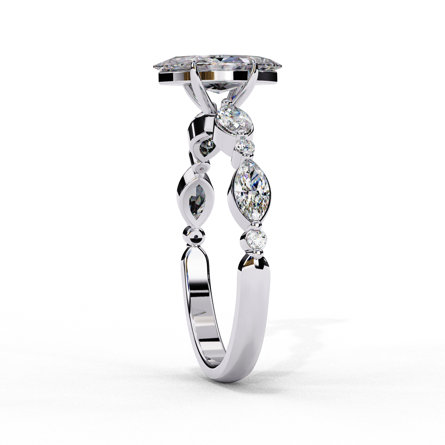 0.82 CT Pear Cut Lab Certified Diamond Ring, Marquise Cut Floating Shank Lab Grown Diamond Wedding Ring, Sustainable Luxury