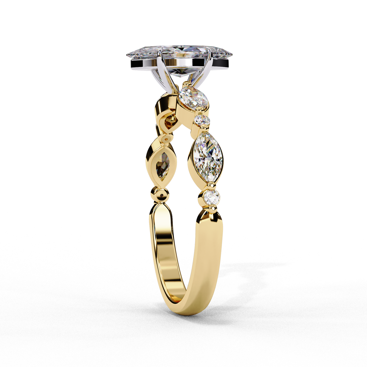 0.82 CT Pear Cut Lab Certified Diamond Ring, Marquise Cut Floating Shank Lab Grown Diamond Wedding Ring, Sustainable Luxury