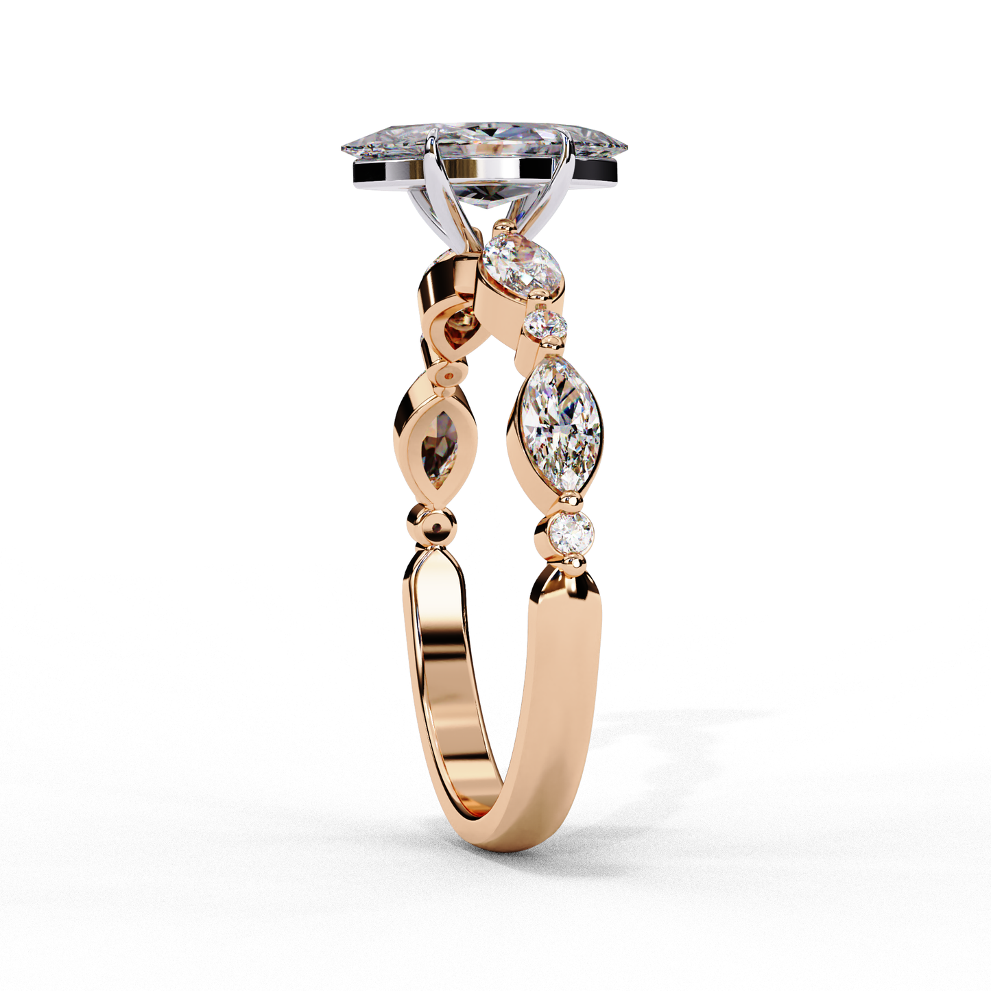 0.82 CT Pear Cut Lab Certified Diamond Ring, Marquise Cut Floating Shank Lab Grown Diamond Wedding Ring, Sustainable Luxury