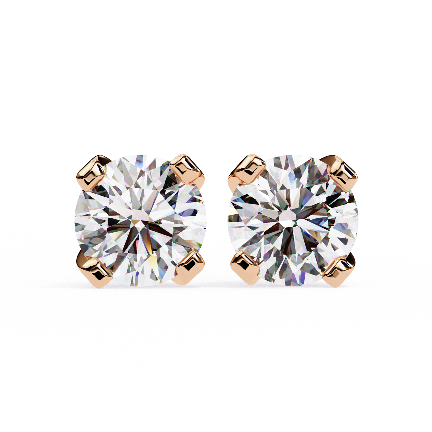 2.57ct Round Lab-Grown Diamond Stud Earrings – Classic 4-Prong