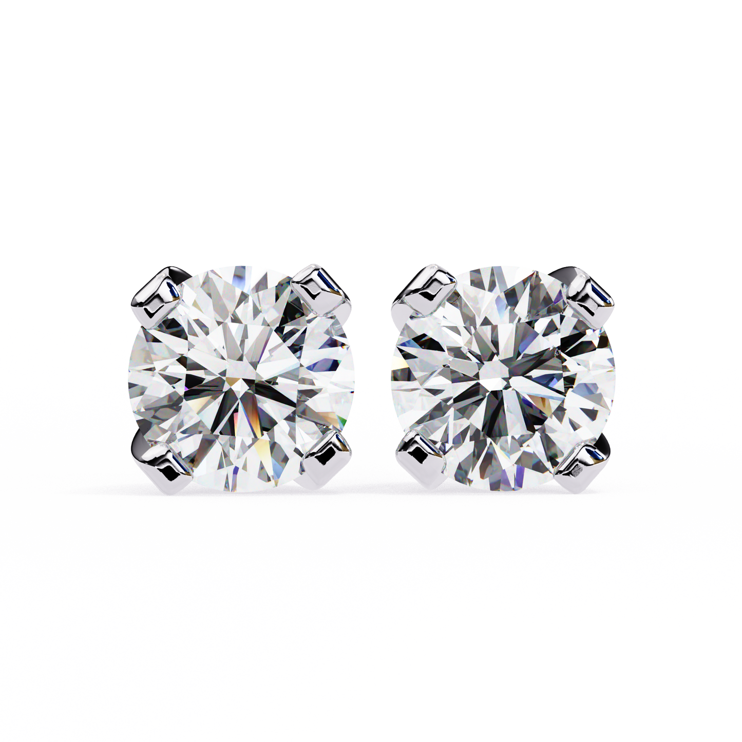 2.57ct Round Lab-Grown Diamond Stud Earrings – Classic 4-Prong