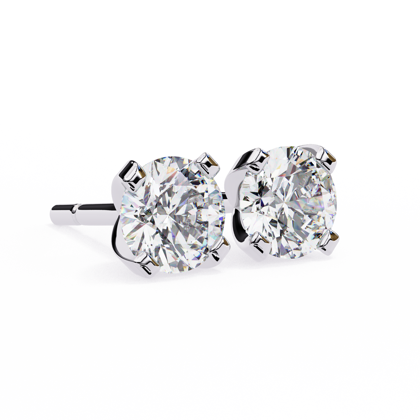 2.57ct Round Lab-Grown Diamond Stud Earrings – Classic 4-Prong