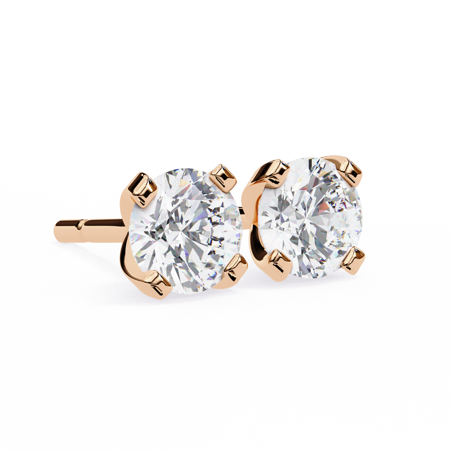2.57ct Round Lab-Grown Diamond Stud Earrings – Classic 4-Prong