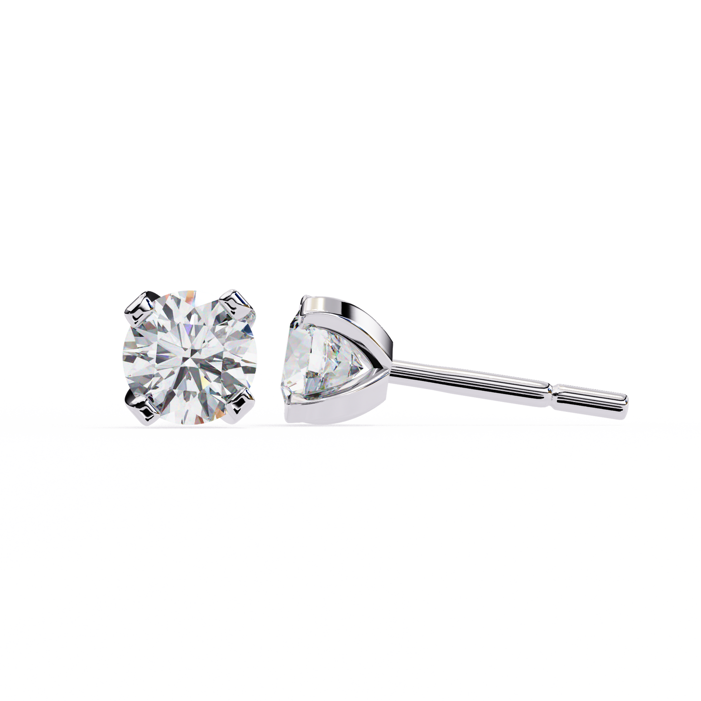2.57ct Round Lab-Grown Diamond Stud Earrings – Classic 4-Prong
