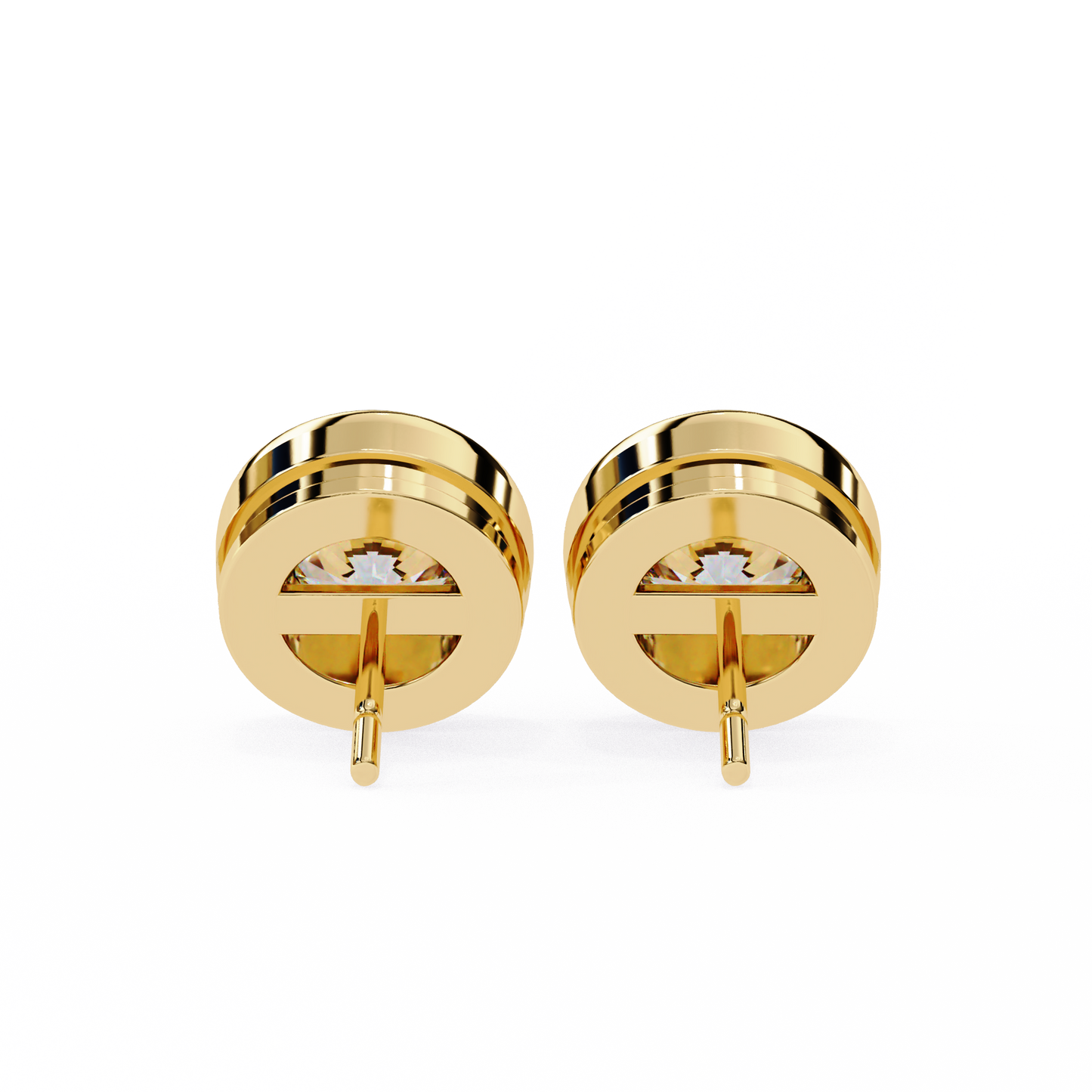 2.57ct Round Lab-Grown Diamond Bezel-Set Stud Earrings
