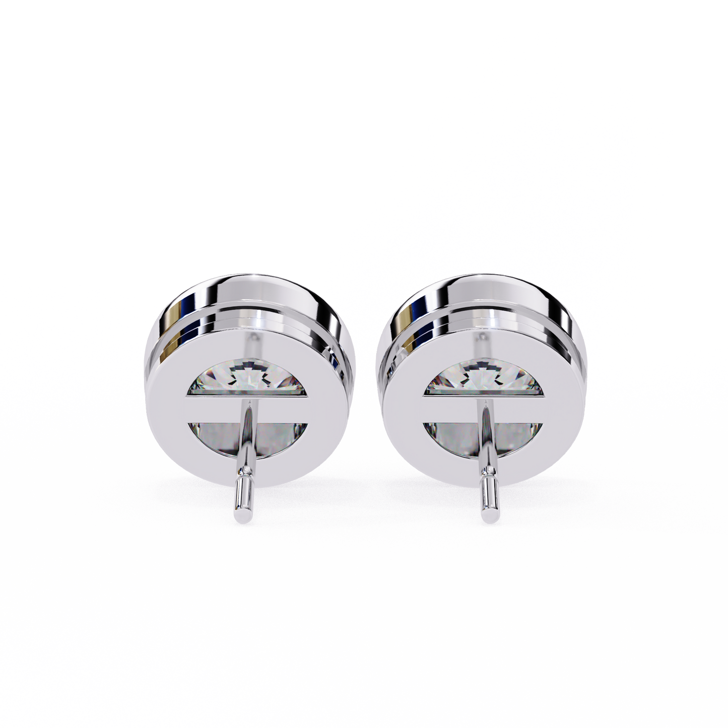 2.57ct Round Lab-Grown Diamond Bezel-Set Stud Earrings