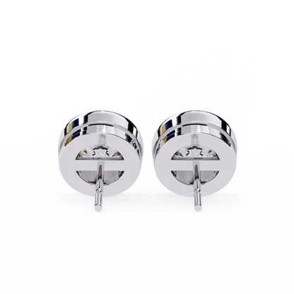 2.57ct Round Lab-Grown Diamond Bezel-Set Stud Earrings