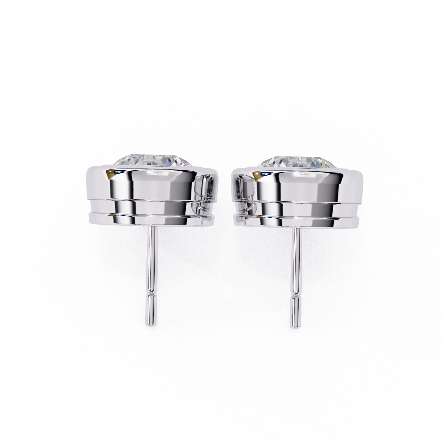 2.57ct Round Lab-Grown Diamond Bezel-Set Stud Earrings