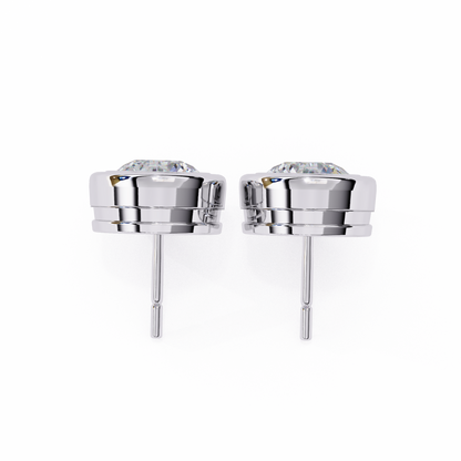 2.57ct Round Lab-Grown Diamond Bezel-Set Stud Earrings