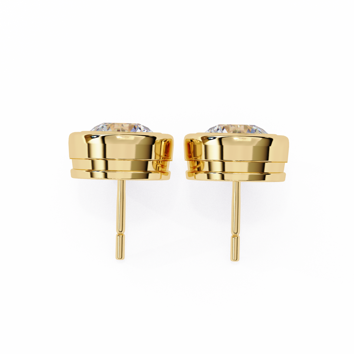 2.57ct Round Lab-Grown Diamond Bezel-Set Stud Earrings